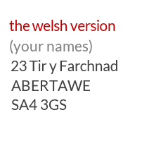 A Welsh UK address example for a private mailbox account in South Wales